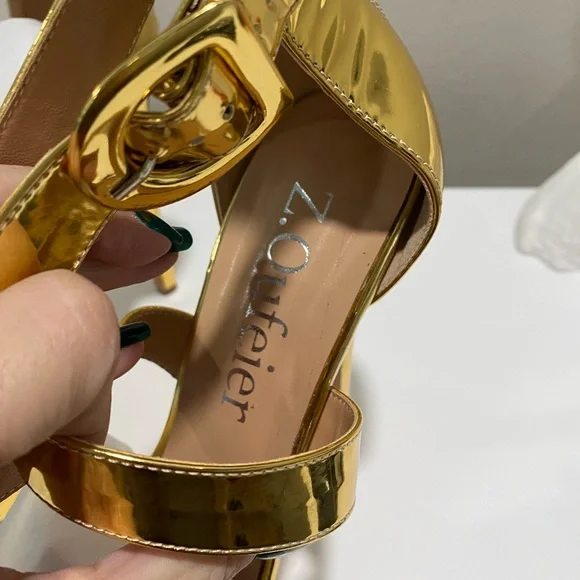 Gold Strappy High Heel Sandals - Picture 4 of 7